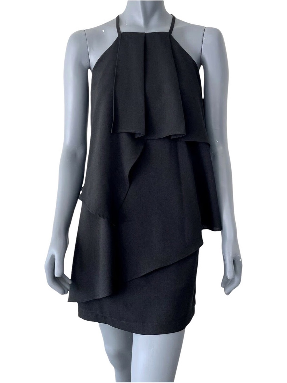 Black Ruffled Halter Neck Dress